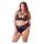 Cottelli Plus Size - Biustonosz i majtki z krzyżowymi paskami (czarne) - 85E/L