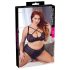 Cottelli Plus Size - Biustonosz i majtki z krzyżowymi paskami (czarne) - 85E/L