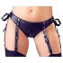 Cottelli Bondage - biustonosz push-up z kajdankami - błyszczący czarny - L