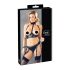 Cottelli Bondage - błyszczący zestaw z kajdankami (czarny) - XL
