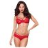 Obsessive 860-SET-3 - czerwony koronkowy zestaw biustonoszy z różą - L/XL