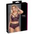 Cottelli Plus Size – kwiatowy stanik (czarno-fioletowy)