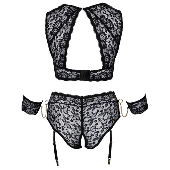 Cottelli Bondage Plus Size - koronkowy zestaw biustonoszy (czarny)