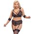 Cottelli Bondage Plus Size - komplet koronkowy stanik (czarny) - 3XL