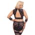 Cottelli Bondage Plus Size - komplet koronkowy stanik (czarny) - 3XL