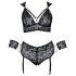 Cottelli Bondage Plus Size - komplet koronkowy stanik (czarny) - 3XL