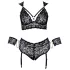 Cottelli Bondage Plus Size - koronkowy zestaw biustonoszy (czarny) - 3XL