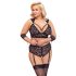 Cottelli Bondage Plus Size - komplet koronkowy stanik (czarny) - 4XL