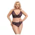 Cottelli Plus Size - prześwitujący wzorzysty zestaw biustonoszy (fioletowy)
