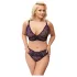 Cottelli Plus Size - prześwitujący wzorzysty zestaw biustonoszy (fioletowy)