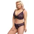 Cottelli Plus Size - prześwitujący wzorzysty zestaw biustonoszy (fioletowy) - 2XL