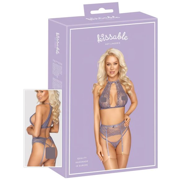 Kissable - koronkowy komplet bielizny (fioletowy) - L/XL