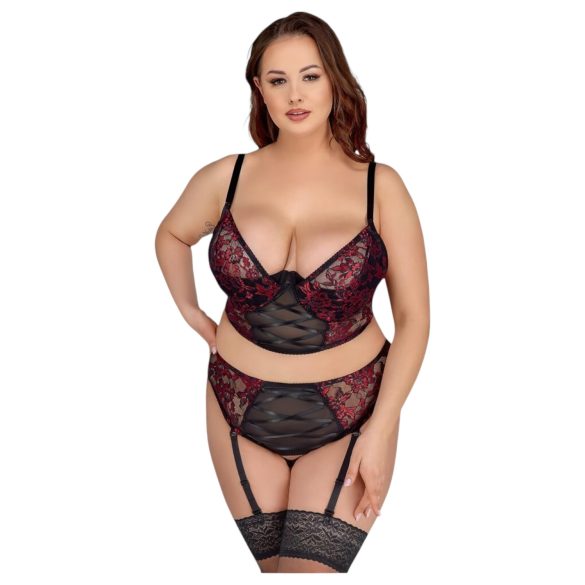 Cottelli Plus Size – zestaw biustonosza (czerwony)