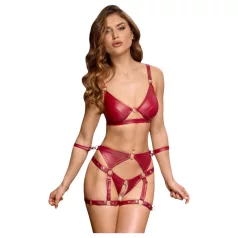   Cottelli Bondage - lśniący stanik i kajdanki (czerwony) - M