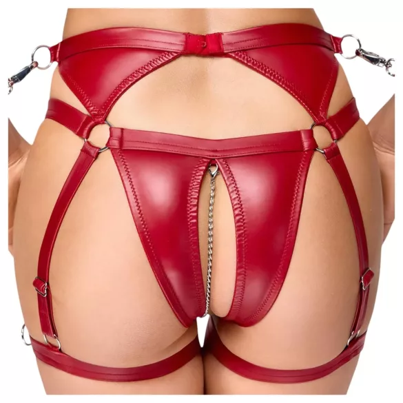 Cottelli Bondage - lśniący stanik i kajdanki (czerwony) - L