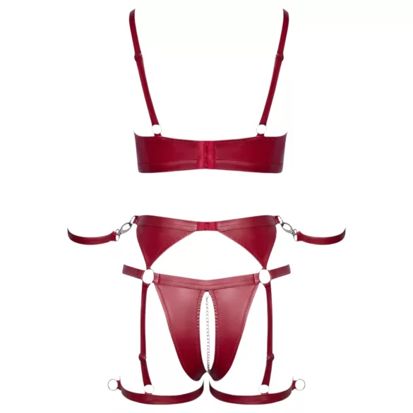 Cottelli Bondage - lśniący stanik i kajdanki (czerwony) - L