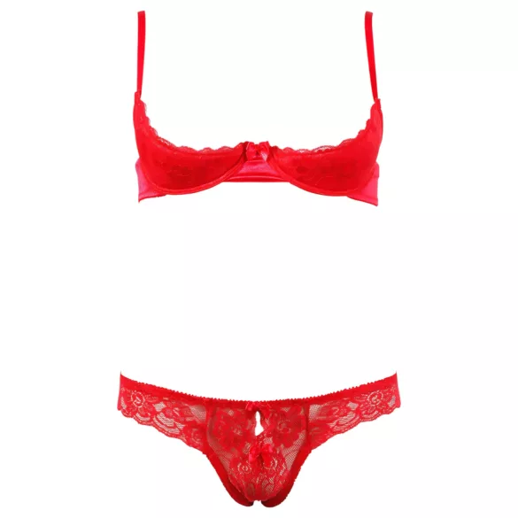 Cottelli - komplet erotyczny z otwartym biustonoszem - 85B/L