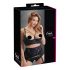 Cottelli Plus Size – biustonosz z paskami i pierścieniami (czarny)