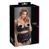 Cottelli Plus Size - biustonosz unoszący piersi z paskami i kółkami (czarny) - 95E