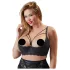 Cottelli Plus Size - biustonosz unoszący piersi z paskami i kółkami (czarny) - 95E