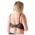 Cottelli Plus Size - biustonosz unoszący piersi z paskami i kółkami (czarny) - 95E