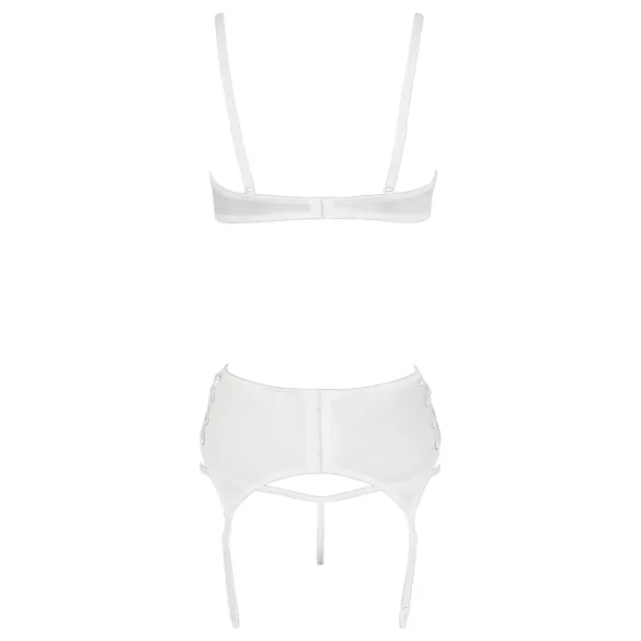 Cottelli - biustonosz typu open bra z koronką i sznurowaniem - biały - 85C/L