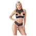 Cottelli - komplet bielizny z otwartym biustonoszem - czarny - 85B/L