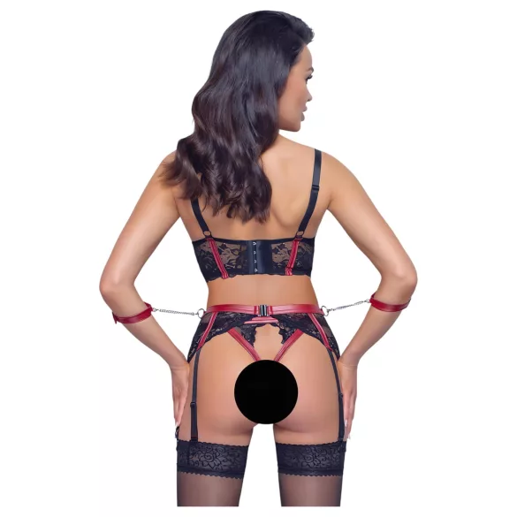 Cottelli Bondage - Matowy, koronkowy biustonosz typu push-up (czerwony) - M