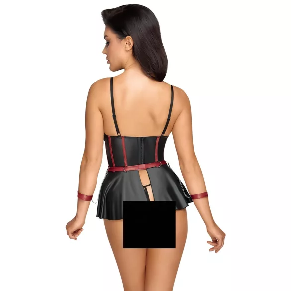 Cottelli Bondage - zestaw erotyczny z kajdankami - błyszczący - czarny