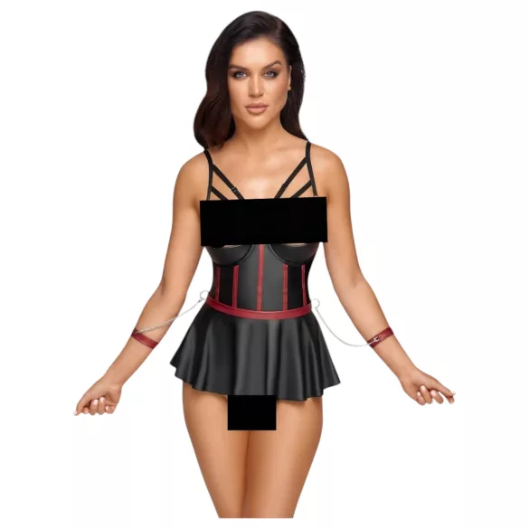 Cottelli Bondage - zestaw erotyczny z kajdankami - błyszczący - czarny - 80B/M