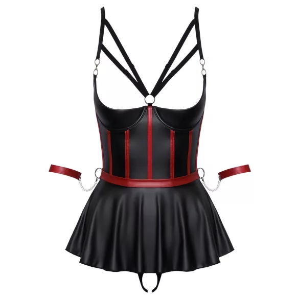 Cottelli Bondage - zestaw erotyczny z kajdankami - błyszczący - czarny - 80B/M