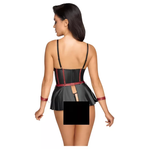 Cottelli Bondage - błyszczący zestaw i kajdanki na ręce (czarne) - 80B/M