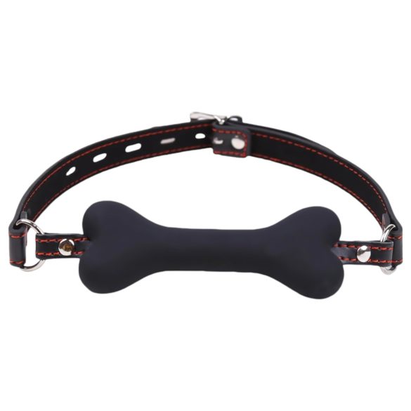 Ida Leather - czarny knebel w kształcie kości