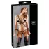 Cottelli Bondage - uprząż na ciało bikini - błyszcząca - czarny - M