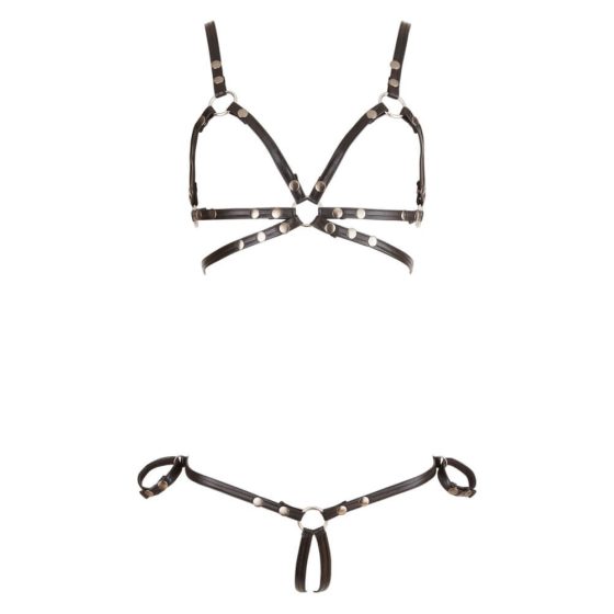 Cottelli Bondage - bikini z błyszczącymi ozdobami (czarny) - M
