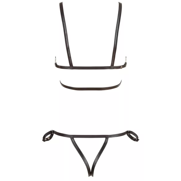 Cottelli Bondage - uprząż na ciało bikini - błyszcząca - czarny - M