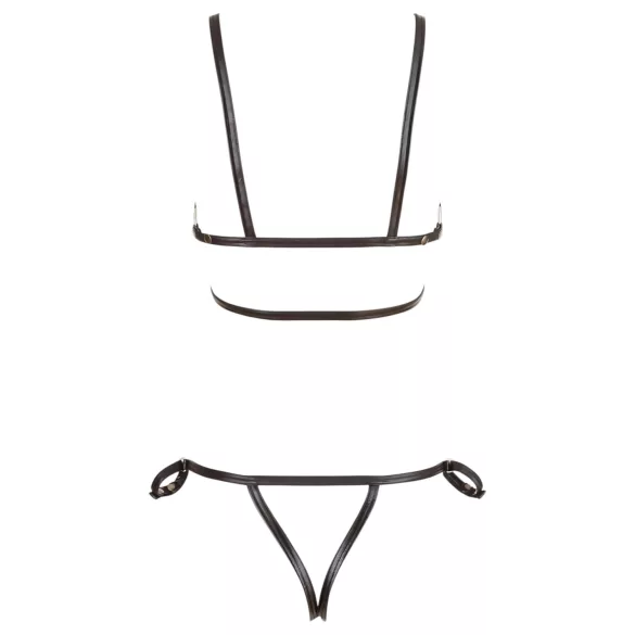 Cottelli Bondage - uprząż na ciało bikini - błyszcząca - czarny - M