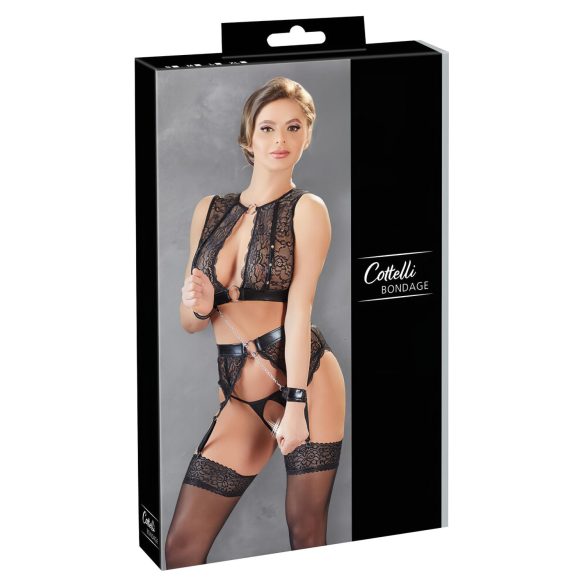Cottelli Bondage - koronkowy komplet bielizny (4 części)