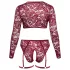 Cottelli Curves - komplet bielizny z długim rękawem - koronka - czerwony - 2XL