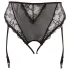 Cottelli Plus Size - koronkowe figi z pasem do pończoch (czarne) - XXXXL