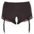 Cottelli Plus Size - Majtki z otwartym krokiem i pasem do pończoch (czarne)