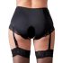 Cottelli Plus Size - Majtki z otwartym krokiem i pasem do pończoch (czarne)