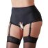 Cottelli Plus Size - Majtki z otwartym krokiem i pasem do pończoch (czarne)
