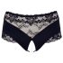 Cottelli Plus Size - koronkowe otwarte figi z perełką (czarne) - XL