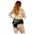 Cottelli Plus Size - koronkowe otwarte figi z perełką (czarne) - 3XL