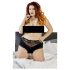 Cottelli Plus Size - koronkowe otwarte figi z perełką (czarne) - 4XL