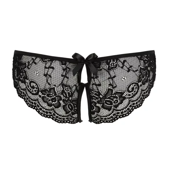 Cottelli - majtki damskie otwarte - koronka kokardka - czarne - L