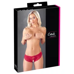 Cottelli - figlarne majtki z kokardką - otwarte - czerwone