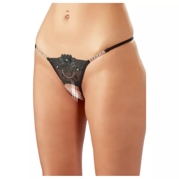 Cottelli - stringi otwarte - błyszczący kwiat - M/L