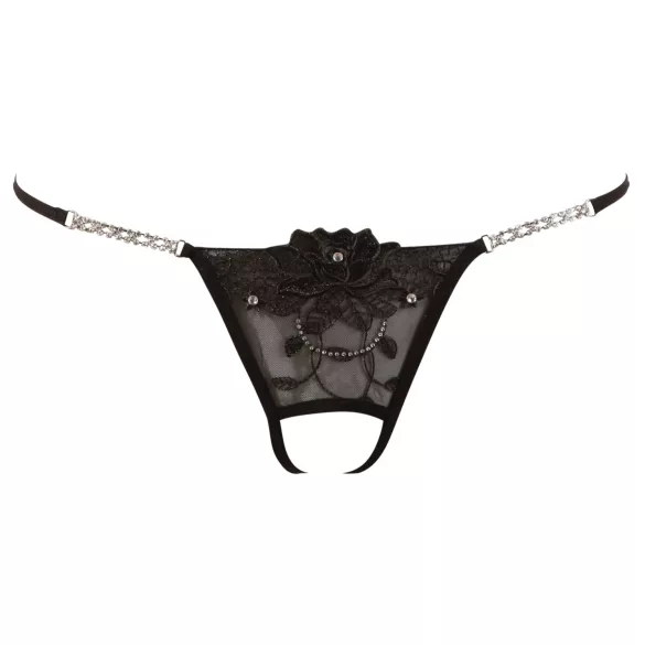 Cottelli - stringi otwarte - błyszczący kwiat - M/L